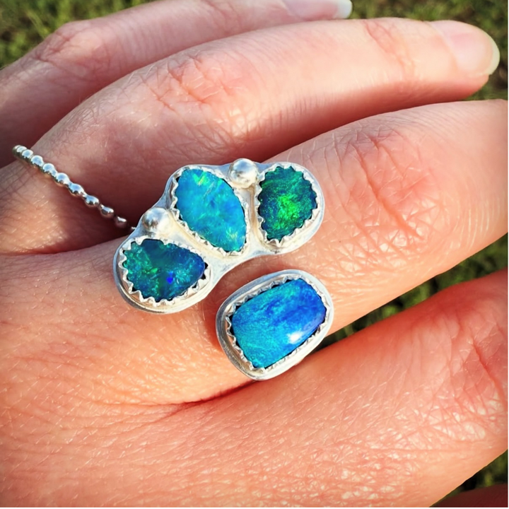 Open Shank Opal Ring // Size 7.25 (Adjustable)